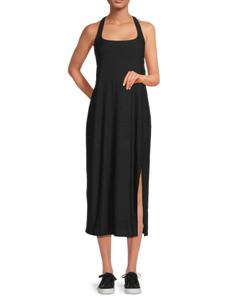 Платье миди с квадратным вырезом и разрезом спереди Beyond Yoga, цвет Darkest Night