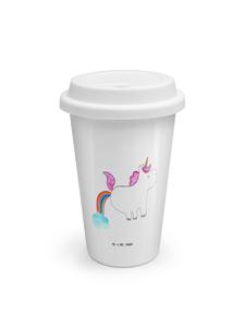 Mr. & Mrs. Panda Белая кружка для кофе на вынос с изображением единорога, пукающего без слов