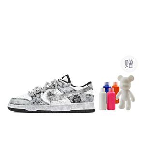 Nike Кроссовки для скейтбординга Dunk Silver Bloom, износостойкие, дышащие, низкие, унисекс, серо-белые