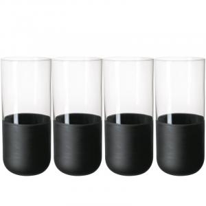 Набор стаканов Villeroy & Boch Manufacture Rock для лонг-дринков, 300 мл, 4 шт, черный/прозрачный
