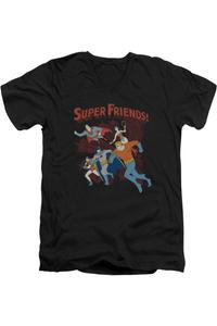 Футболка DC Comics Super Running с коротким рукавом и V-образным вырезом для взрослых из премиального хлопка Gildan, черный