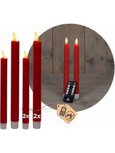 Novaliv Набор светодиодных конусных свечей с таймером, маленькие и большие, красные, 4 штуки, для использования в помещении - 6 штук, красные