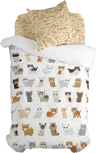 Комплект постельного белья Кошки, 2 предмета, 135 х 200 см, 100% хлопок, сделано в Европе HAPPY FRIDAY S.L.