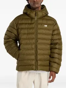 Пуховик с капюшоном New Balance, зеленый