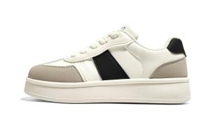 Женские нескользящие износостойкие низкие кроссовки для скейтбординга RENBEN, Beige Black