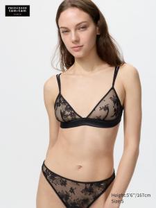 Кружевной бюстгальтер без косточек Uniqlo, 09 black