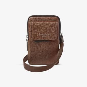 Кожаный чехол для телефона с тисненым логотипом Reporter и передним карманом Aspinal Of London, цвет tobacco