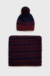 Шапка и шарф из шерсти Answear Lab, темно-синий