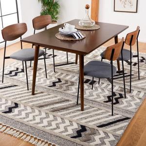 SAFAVIEH Casablanca коллекция ковер 275 x 366 см - Ivory & Black, ручная вязка с кистями, шерсть, идеально для помещений с высокой проходимостью в гостиной, спальне (CSB526A)