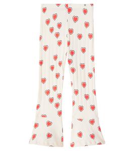 Брюки-клеш с контурными сердцами из хлопковой смеси Mini Rodini, Offwhite