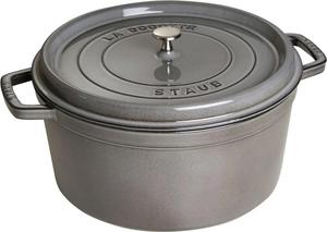 Круглая чугунная кокотница Staub, 12,6 л, 34 см, графитово-серый