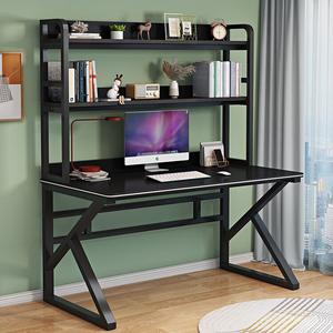 Компьютерный стол Xinmeikai 80x60 см, черная рама + карбон, с полкой