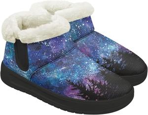 Зимние ботинки для женщин, снегоступы с меховой подкладкой, теплые женские походные и прогулочные туфли, противоскользящие легкие ботинки до щиколотки Chririnla, Pine Tree Galaxy