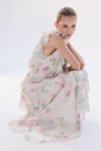 Шифоновое платье с воланами H&M, белый