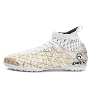 Kuding Унисекс футбольные бутсы мидтоп аква-белый золотой/черный золотой - белый золотой для искусственного покрытия, цвет White Gold Turf
