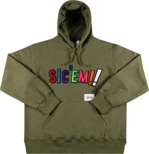 Толстовка Supreme x WTAPS Sic'em! Hooded Sweatshirt 'Light Olive', зеленый
