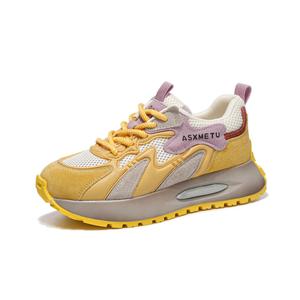 Дышащие, влагоотводящие, легкие, увеличивающие рост низкие кроссовки на массивной подошве для женщин BENZI, Yellow
