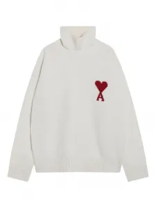 Свитер с воротником-гольфом Ami de Cœur Ami Paris, белый