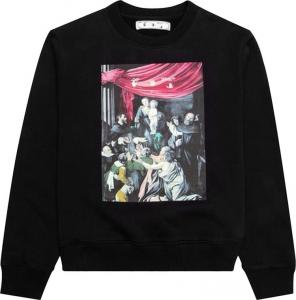 Толстовка Off-White Caravaggio Painting Slim Crewneck 'Black', черный