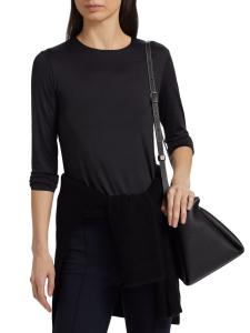 Топ с длинными рукавами и круглым вырезом Vince, черный