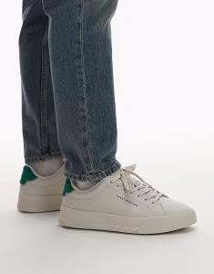 Кроссовки из кожи в кремово-белом и зеленом цветах Tommy Hilfiger