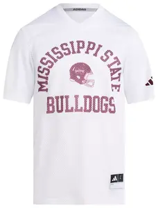 Мужская белая футбольная майка Adidas Mississippi State Bulldogs белая реплика с задней дверью