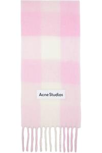 Acne Studios Розовый клетчатый шарф из мохера