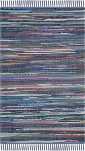 Ковер SAFAVIEH, 69 x 153 см, Rag Rug Collection, Purple & Multi, ручной работы, бoho-полоска, хлопковый, подходит для помещений с высокой проходимостью: прихожая, гостиная, спальня (RAR121D)