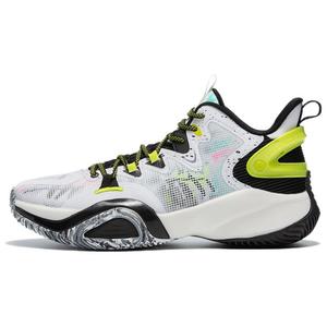 Амортизирующие противоскользящие износостойкие дышащие баскетбольные кроссовки мужские белые черные QIAODAN