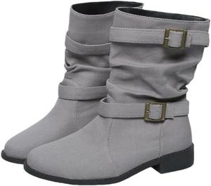 Женские модные ботильоны - однотонный дизайн - осень и зима - удобные - простые, доступны большие размеры Fusecottc, Grey