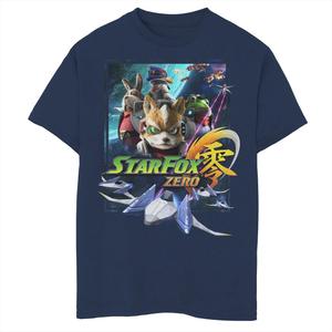 Футболка с графическим изображением Nintendo Star Fox Zero Space Group Shot для мальчиков 8–20 лет Licensed Character, синий
