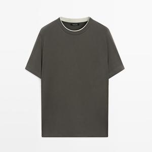 Футболка Massimo Dutti Short Sleeve Cotton, хаки