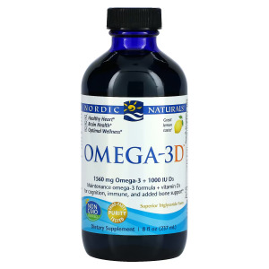 Nordic Naturals, Omega-3D, Lemon, 237 мл (8 жидких унций)