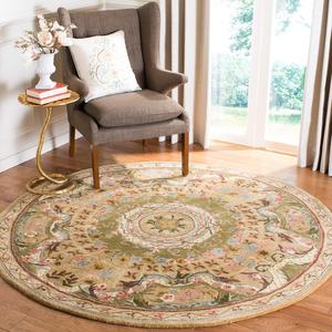 Классическая коллекция SAFAVIEH круглый ковер 183 x 183 см цвет taupe / light green CL304D ручной работы традиционный восточный премиальная шерсть