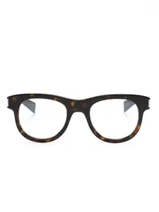 Очки в круглой оправе черепаховой расцветки Saint Laurent Eyewear, коричневый