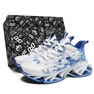 Ударопрочные, износостойкие, легкие, дышащие, нескользящие низкие кроссовки для бега для мужчин MVA, Blue And White Porcelain