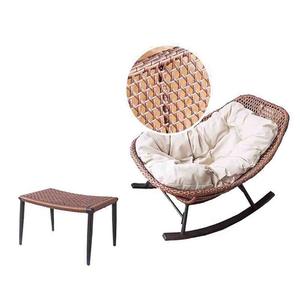 Purple Leaf Кресло-качалка из ротанга Sena (Bright Gold) с подставкой для ног