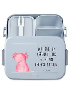 Mr. & Mrs. Panda Ланчбокс с милым изображением аксолотля и надписью, пастельно-голубой цвет