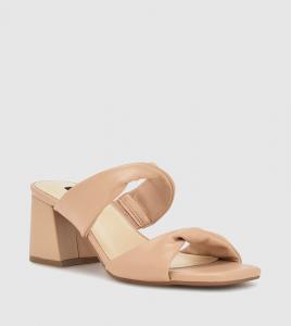 Nine West Gunie Сандалии Женские 7 Бежевый Блок Спиральный Ремешок Каблук Слипоны ZPO1386