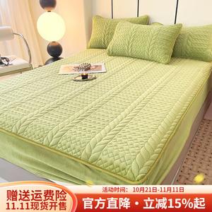 Boyang Простыня на резинке 150х200 см, стеганая, из молочного вельвета, цвет Lime Green