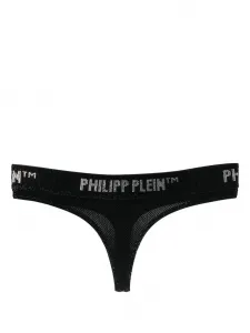 Трусы-стринги с кристаллами и логотипом Philipp Plein, черный