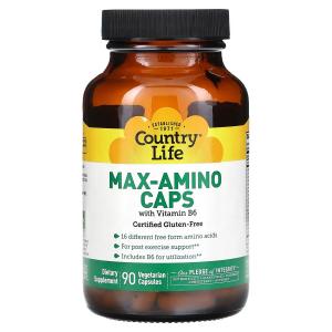 Добавка Country Life Max-Amino Caps с витамином B6, 90 вегетарианских капсул