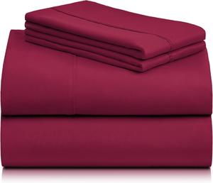 Комплект постельного белья LuxClub, 4 предмета, 229х260/153х203/51х76 см, бордовый