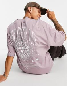 Фиолетовая оверсайз-футболка с принтом \"небесное солнце\" ASOS DESIGN