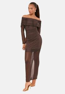 Платье Lipsy HOTFIX BARDOT LONG SLEEVE, Chocolate Brown/Brown