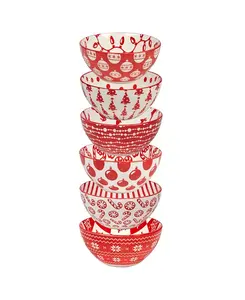 Мятные конфеты, набор из 6 мисок для универсального использования, 30 унций, сервиз на 6 персон Certified International, red