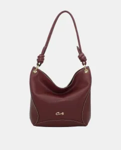 Сумка-хобо из кожи для шефа с молнией и декоративными узлами Cats, бордовый