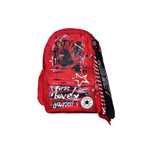 Converse Полиэстеровый рюкзак для рок-группы средний унисекс красно-черный, Black Red