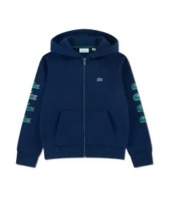 Флисовая толстовка с капюшоном и молнией с графическим принтом для мальчика Lacoste, синий