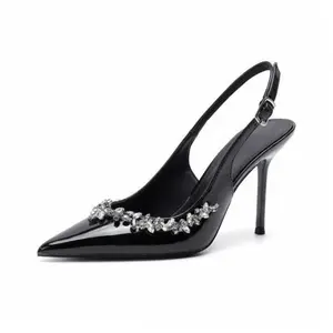 UMEK Тонкие каблуки на шпильке женские - черные, 9 см, цвет Black-9cm